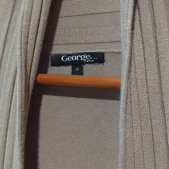 George Beige Open Front Ribbed Cardigan - Picture 3 of 6